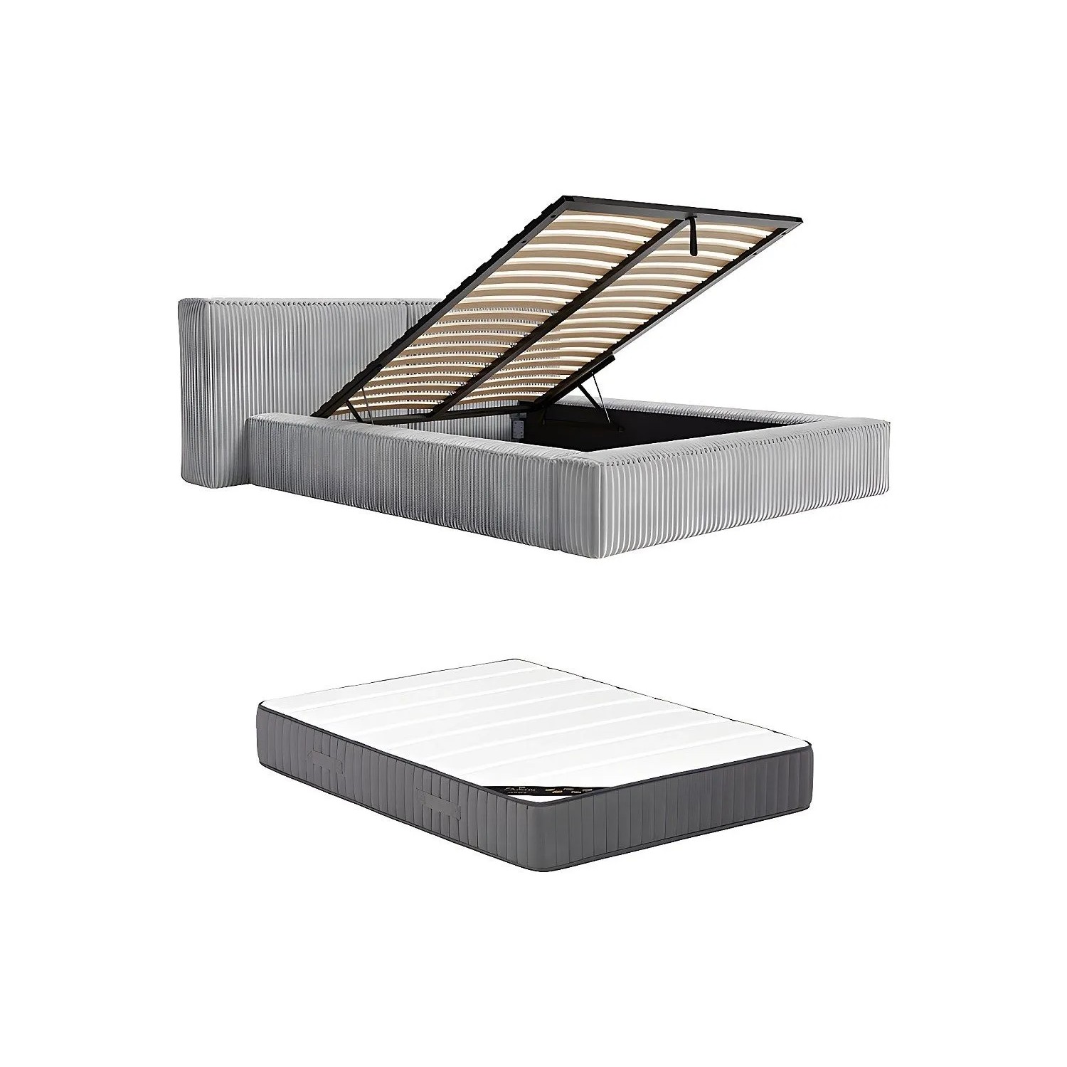 Vente-unique Bett Mit Bettkasten Timano Hellgrau 226 cm