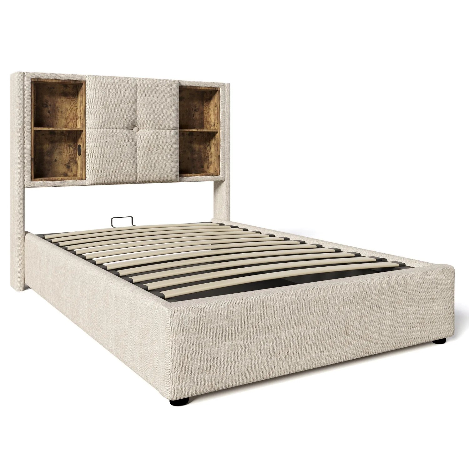 Okwish Polsterbett 90x200cm Mit Usb C Laden Schlafzimmer Natur Leinen Ohne Matratze