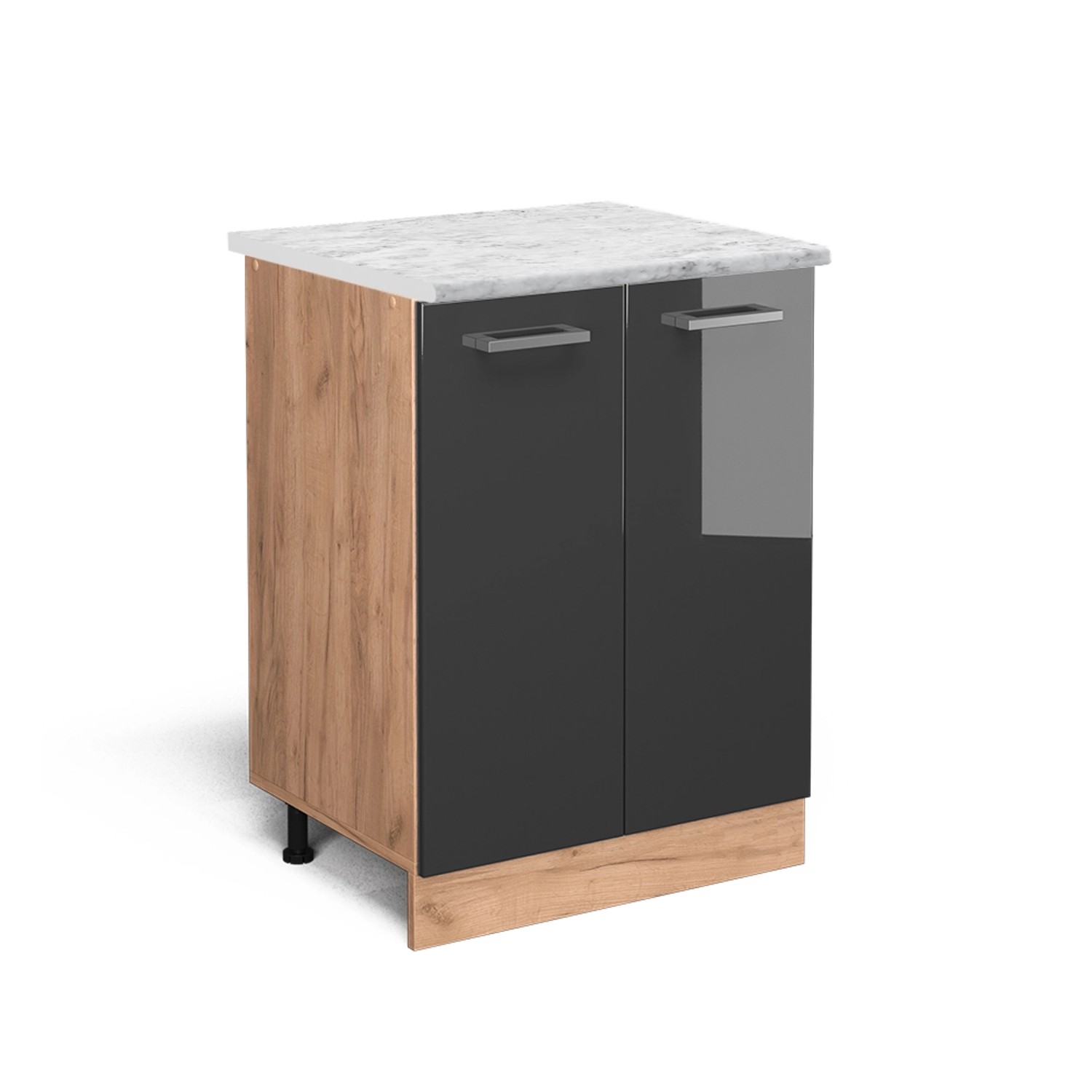 Vicco Küchenunterschrank R-Line Küchenkommode Anthrazit Hochglanz 60 cm AP Marmor