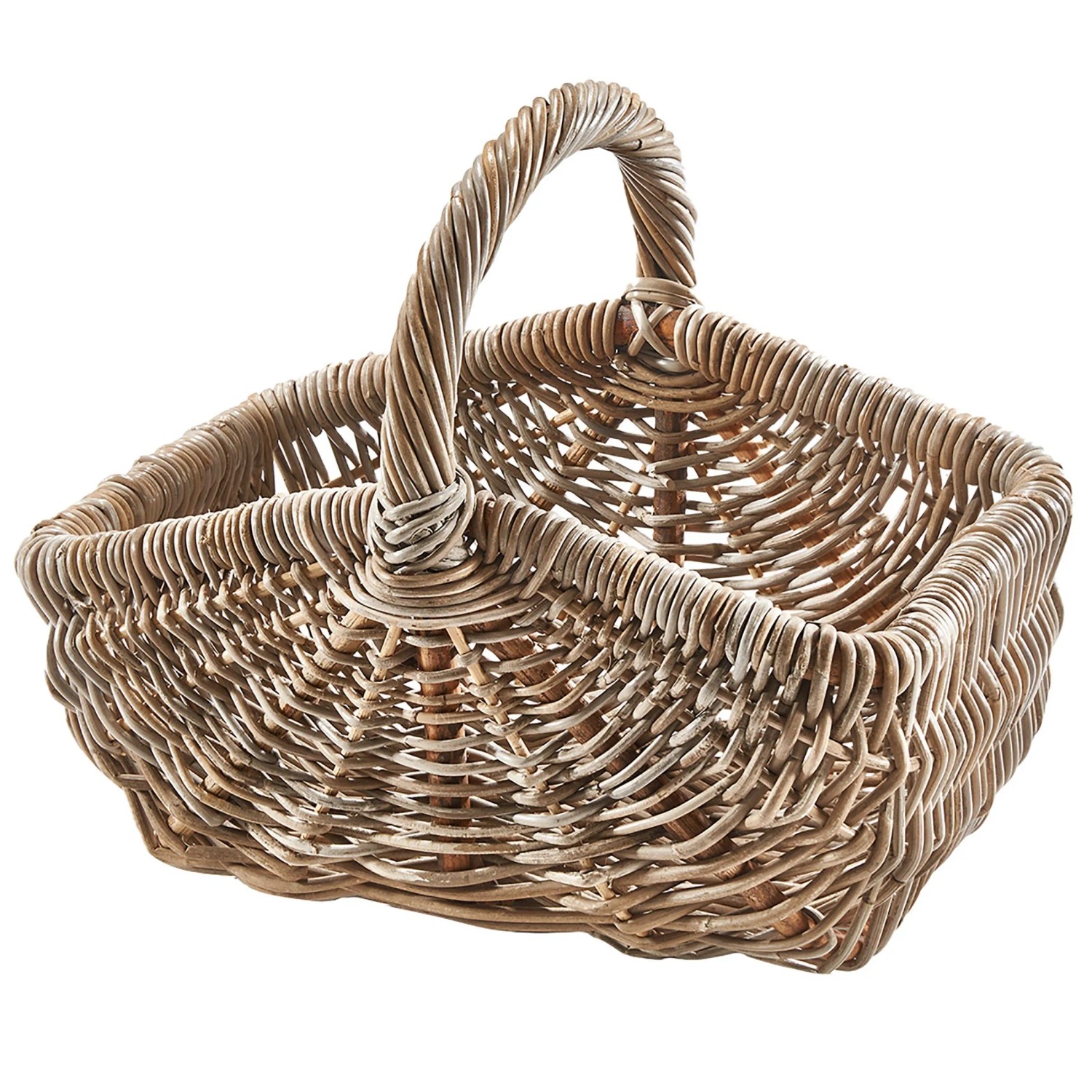 Kobolo Einkaufskorb Korb CLARA mit Henkel aus Rattan in Kubu Grey