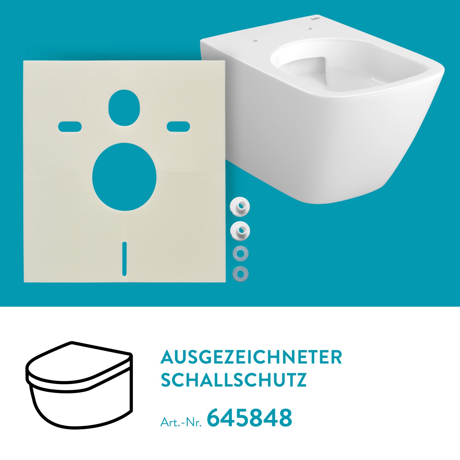 baliv Wand WC-Set Hampton, weiß, spülrandlos mit Schallschutz und Befestigungsmaterial.
