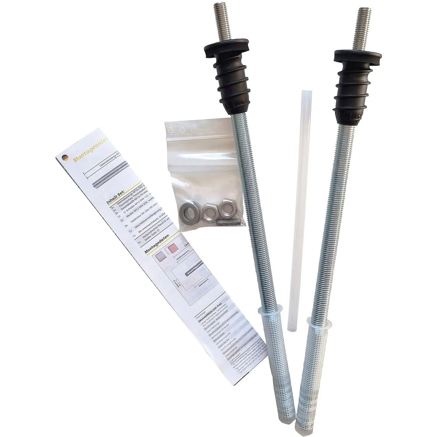 Celo Resitherm Gewindestangen M16 385 mm mit Anschlussgewinde Stahl 2er-Set