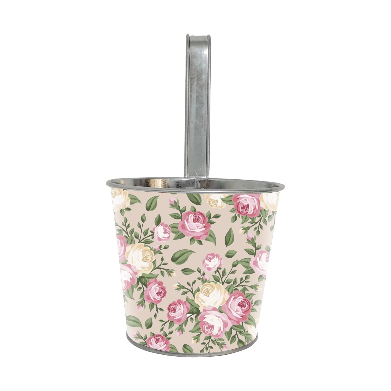 Zink Hängetopf Pink-Flower Rund Konisch D15 x H14/27cm