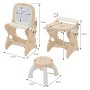 Joyz 3in1 Spieltisch Braun mit Kinderhocker. Tisch als Tafel und Spieltisch mit Maßen, passender Hocker. Weitere Spielgeräte.