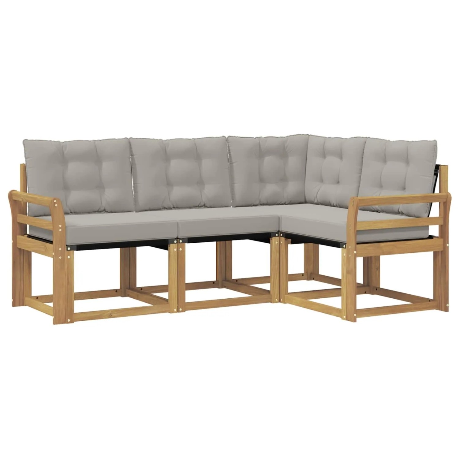 vidaXL Outdoor-Sofagarnitur mit Kissen 4-Tlg Weiß und Hellgrau 3389429