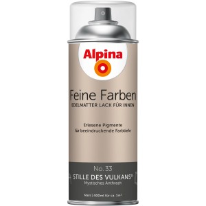 Alpina Feine Farben Sprühlack No. 33 Stille des Vulkans, edelmatt, 400ml. Anthrazitfarbenes Buntlack-Spray.