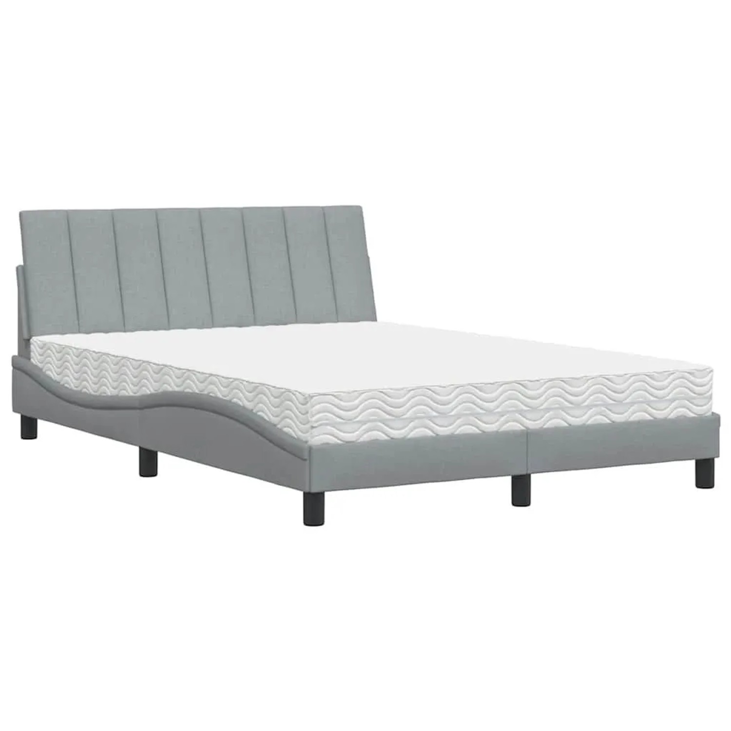 vidaXL Bett mit Matratze Hellgrau 140x200 cm Stoff 3310531