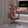Gaming-Stuhl mit Massage und Fußstütze, schwarz-orange, Kunstleder.
