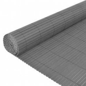 Grauer vidaXL Gartenzaun, doppelseitig, 90x400 cm, aufgerollt.