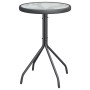 Graues vidaXL Garten Bistro Set, 3-teilig, Stahl. Gartentisch mit drei Beinen.