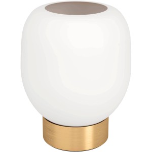 Eglo Tischleuchte Manzanares, goldfarbener Fuß, weißer Glasschirm, Design-Tischlampe
