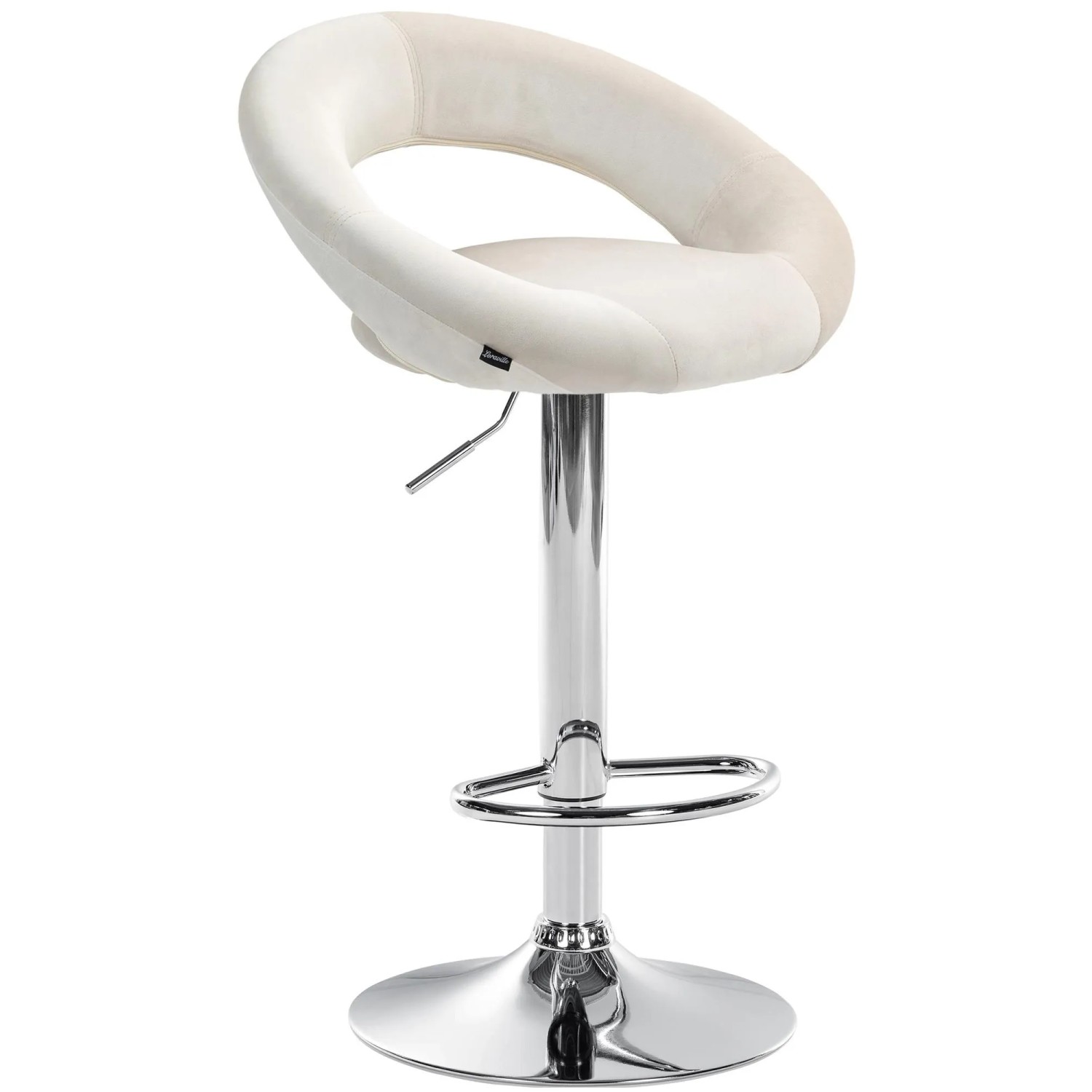 DELUKE Barhocker MEKIM Samt Creme 53x47x80cm Silber Barstuhl Höhenverstellbar Mit Lehne Drehbar Tresenhocker Tresenstuhl
