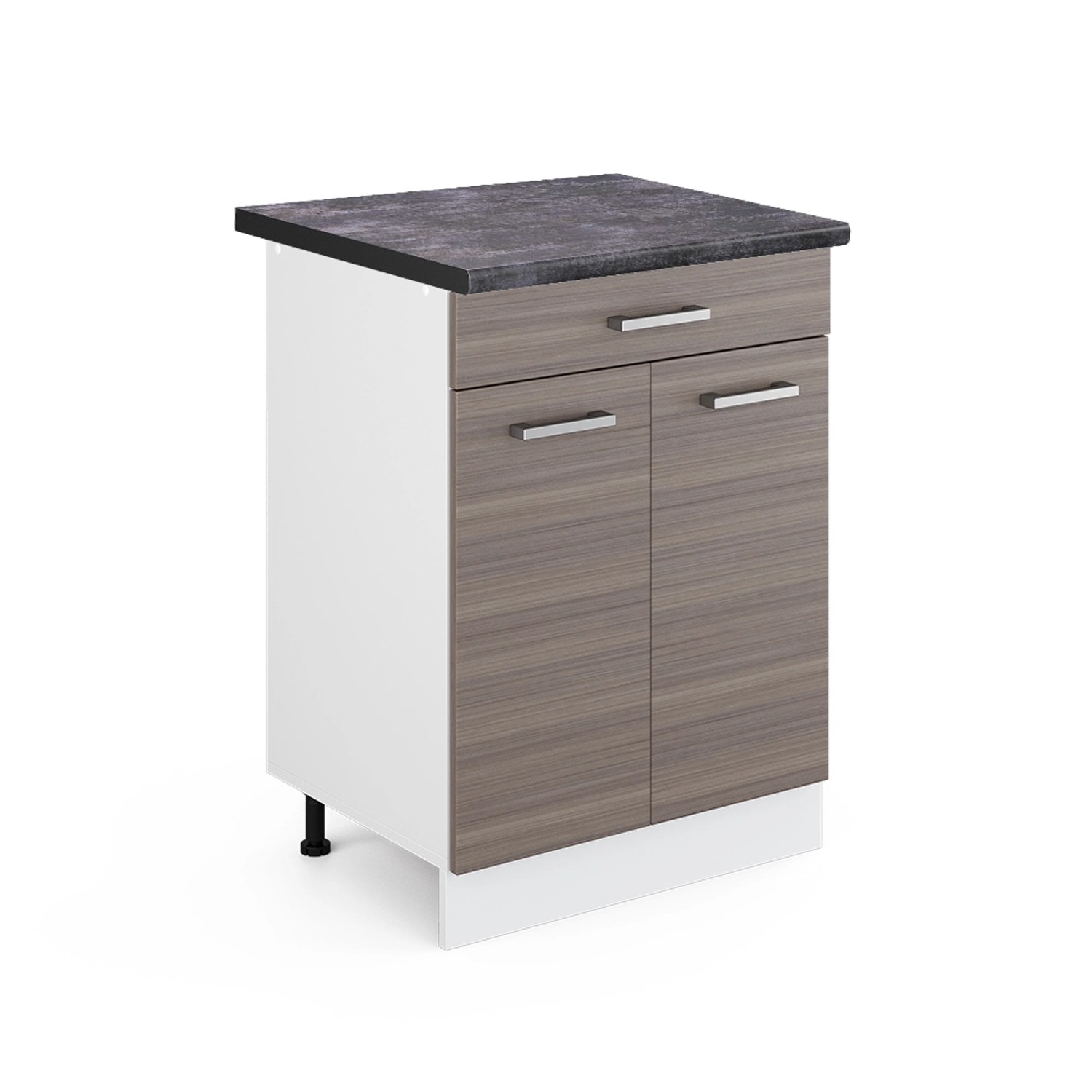 Vicco Küchenunterschrank R-Line Grau/Weiß 60 cm mit Schublade AP Eiche günstig online kaufen