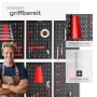 Tectake Werkzeuglochwand, sechsteilig, mit Haken und Halterungen. Werkzeug organisiert an der Wand.