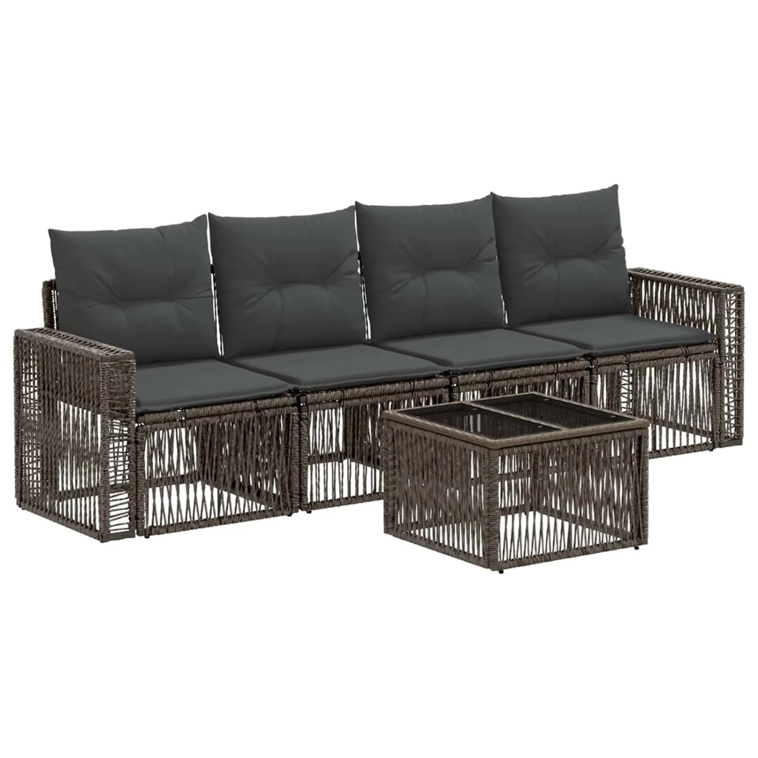 vidaXL Gartensofa-Set 5-Tlg Grau und Dunkelgrau Poly-Rattan 3435050