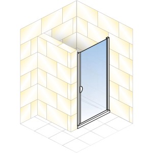 Schulte Drehtür Sunny, 180x80 cm, Alu Natur, für Nische. Duschtür mit klarem Glas.