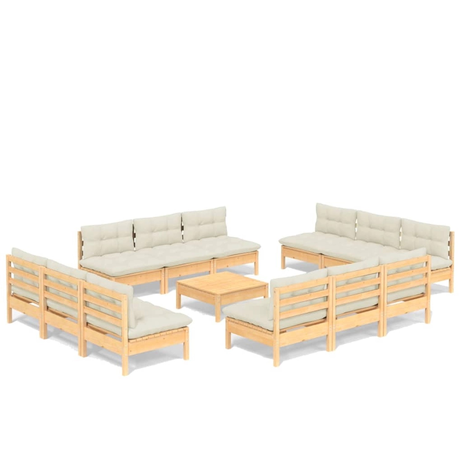 vidaXL 13-tlg Garten-Lounge-Set mit Creme Kissen Kiefernholz Modell 1 günstig online kaufen