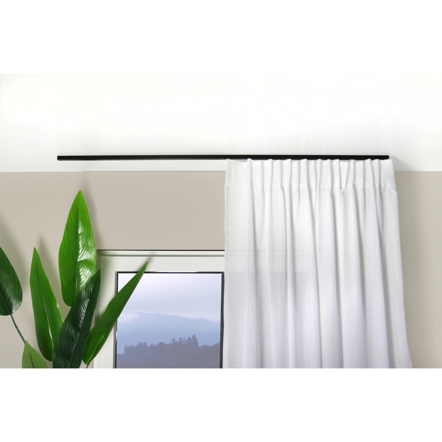 Deco-Raum Gardinenschiene nach Maß 1-Lauf Square Schwarz 270cm_6