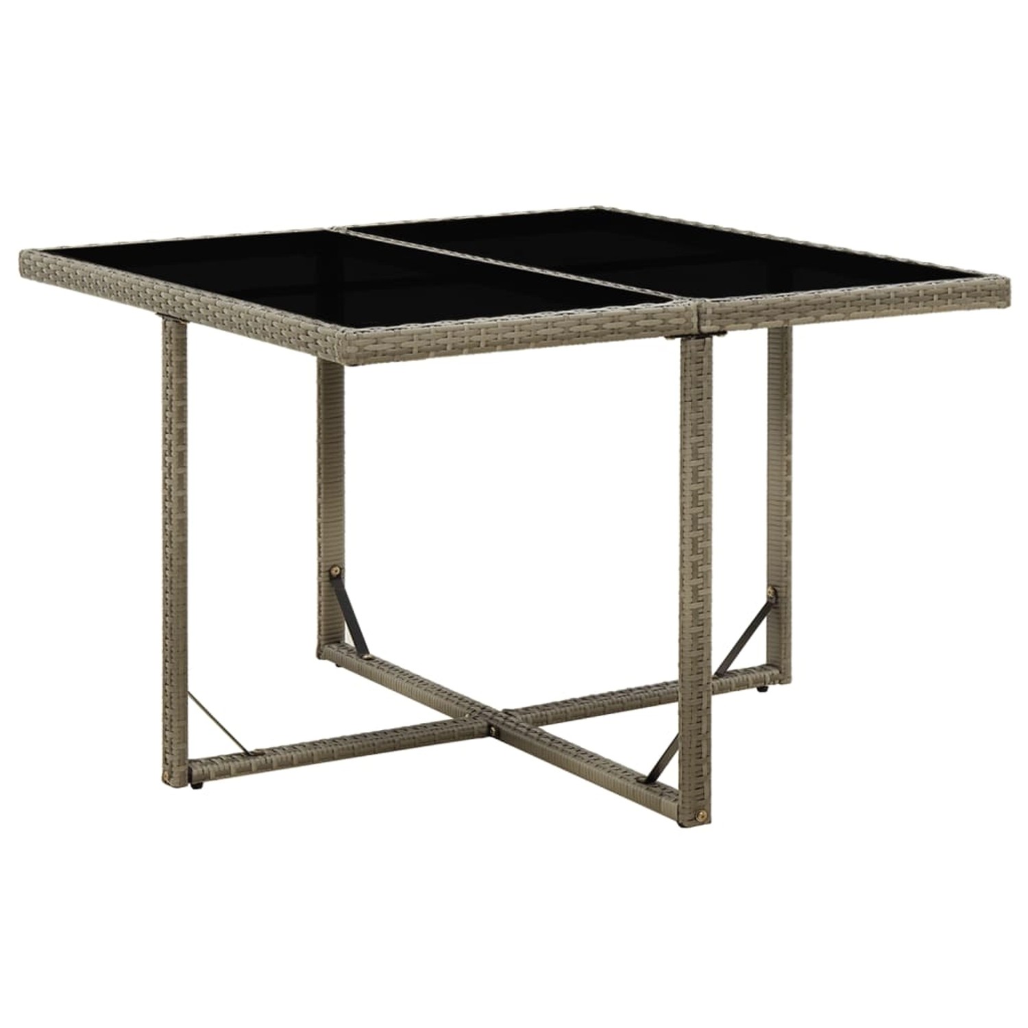 vidaXL Gartentisch Grau 109x107x74 cm Poly Rattan und Glas 316765 günstig online kaufen