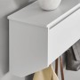 SoBuy Wandgarderobe FHK24-W, weiße Garderobenleiste mit 2 Klappen und 5 Haken.