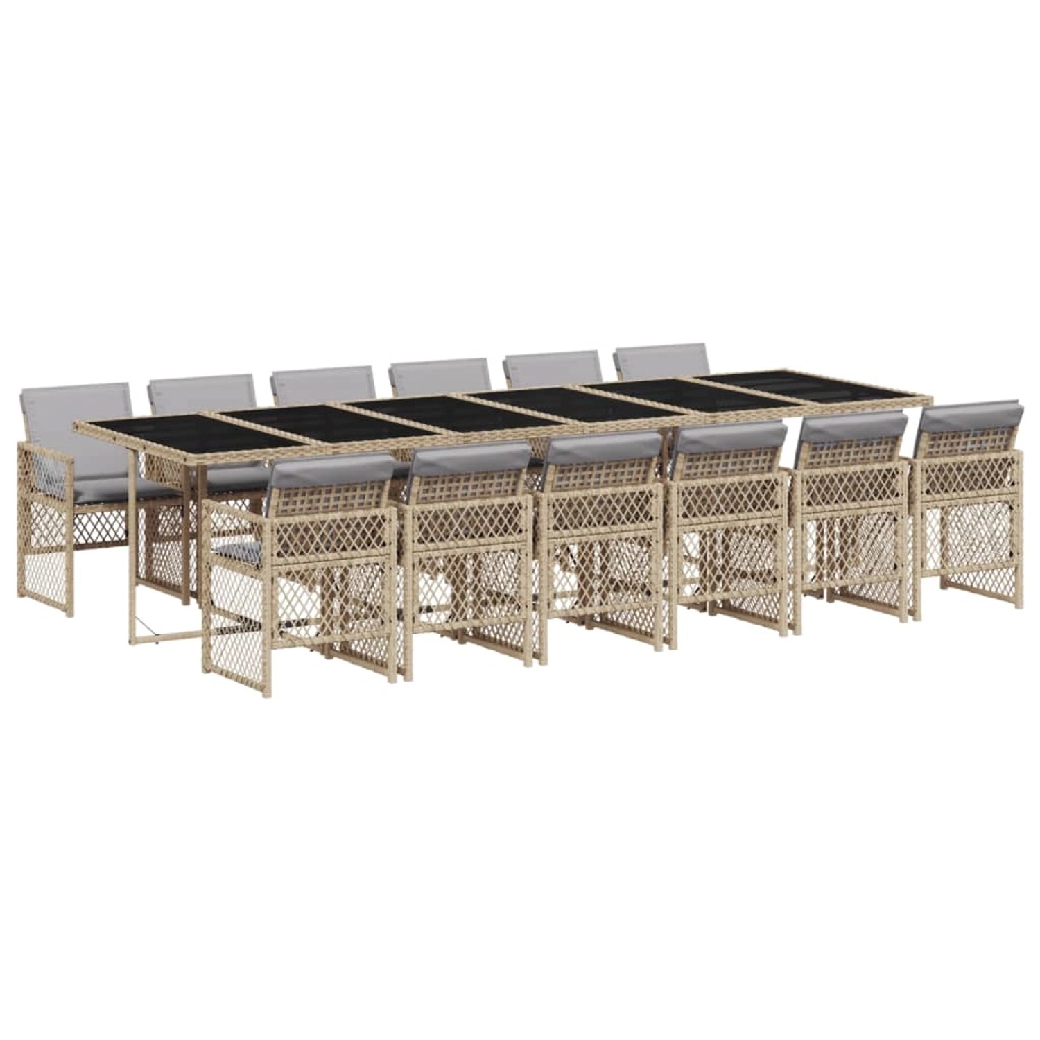 vidaXL 13-Tlg Garten-Essgruppe mit Kissen Beige Poly Rattan 3210768 günstig online kaufen