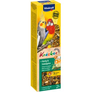 Vitakraft Kräcker Honig & Eukalyptus, 2 Stück, für Großsittiche. Vogel-Ergänzungsfutter im Karton.