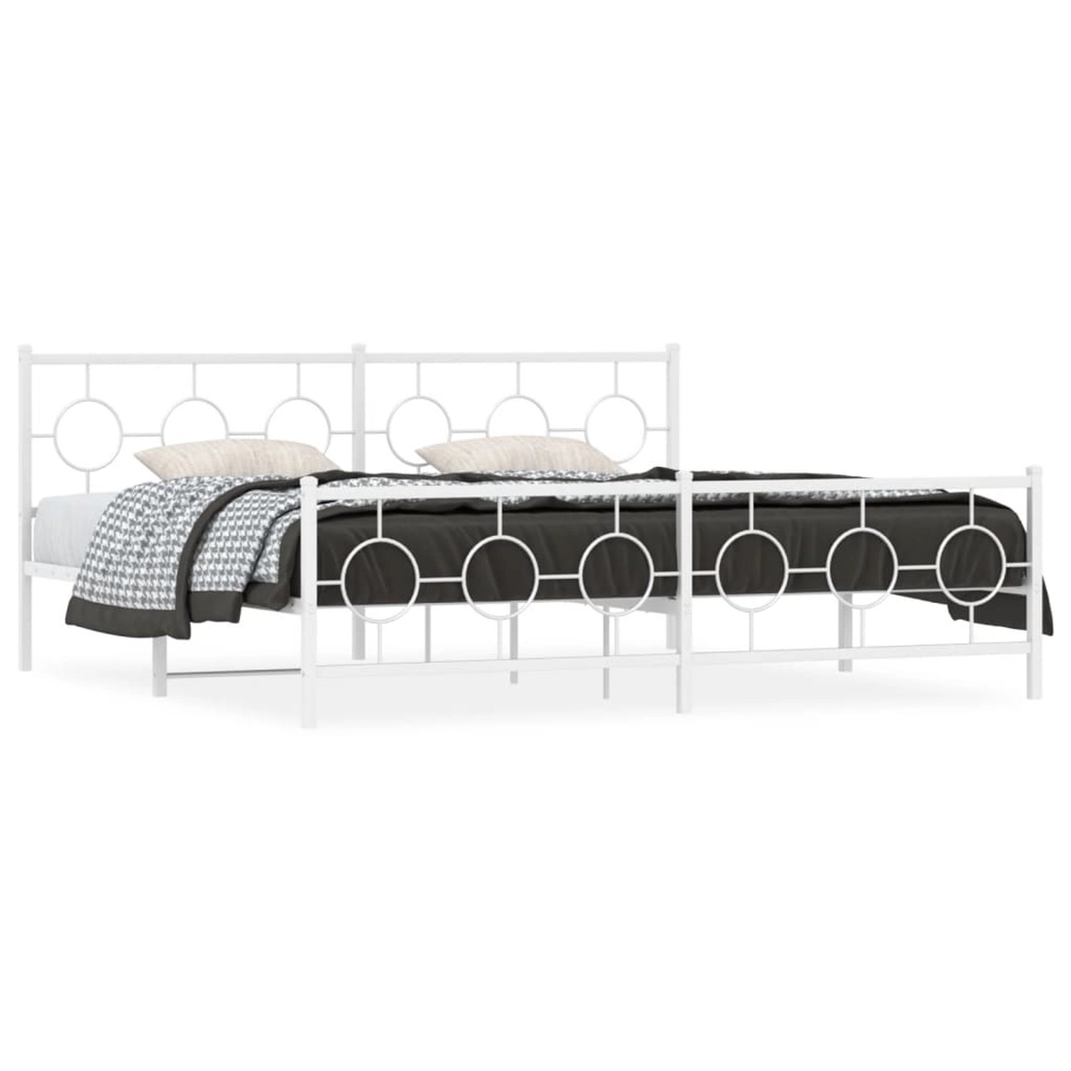 vidaXL Bettgestell mit Kopf- und Fußteil Metall Weiß 200x200 cm 376300 günstig online kaufen