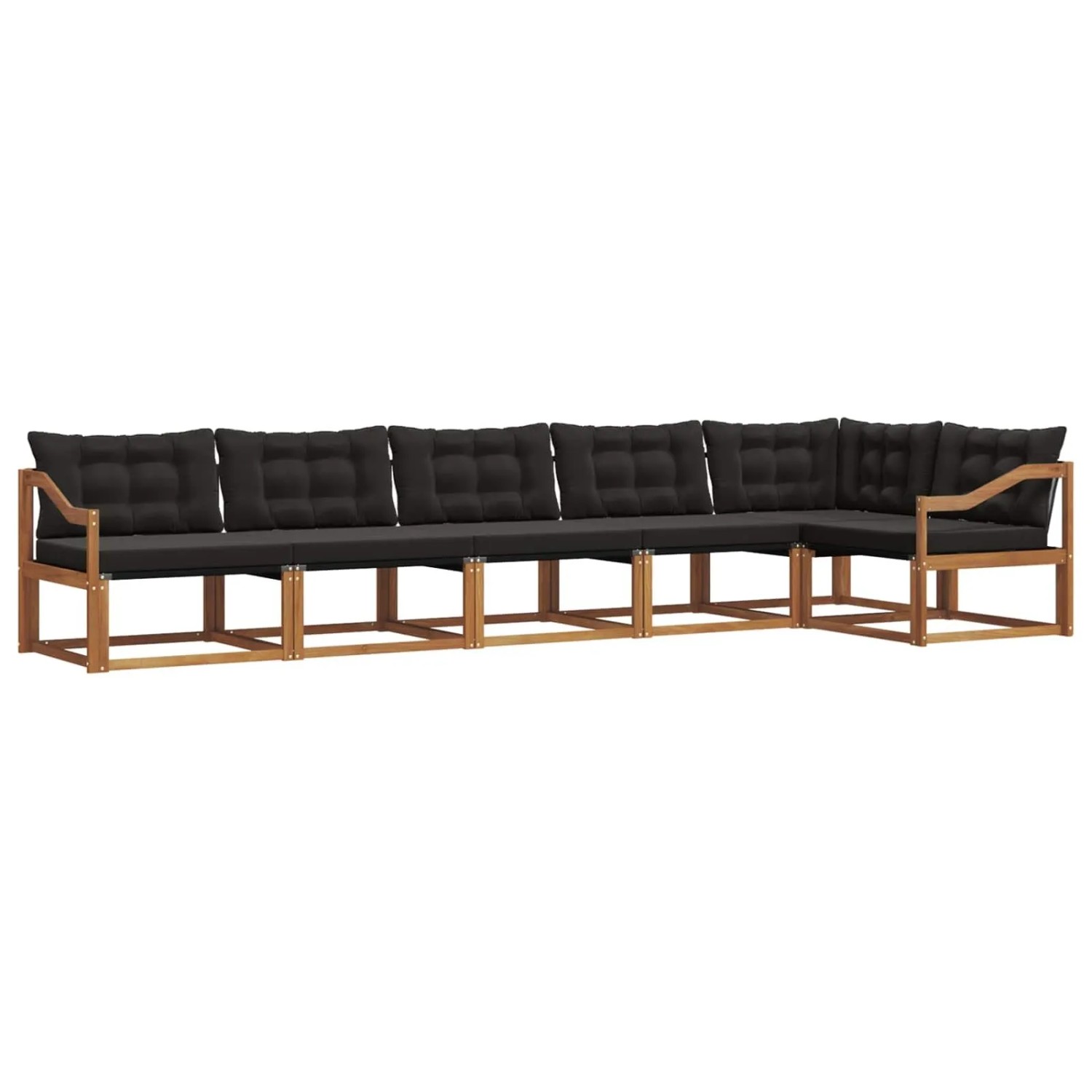 vidaXL Outdoor-Sofagarnitur mit Kissen 6-Tlg Natur und Schwarz 3369515