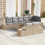 vidaXL Garten-Sofa-Set mit Kissen 9-Tlg Beige grau Poly Rattan 3347120_2