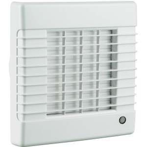 Weißer Badventilator Ø 100 mm mit Jalousie und Nachlaufzeit für Bad, Küche und WC.
