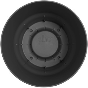 Schwarzer, runder Elho Blumentopf Greenville (14 cm) aus recyceltem Kunststoff, Innenansicht.