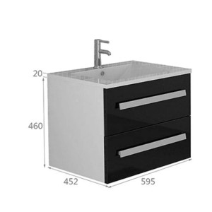 Jet-Line Badmöbel-Set Arosa II, 59cm, Weiß Hochglanz mit Waschbecken und Unterschrank.