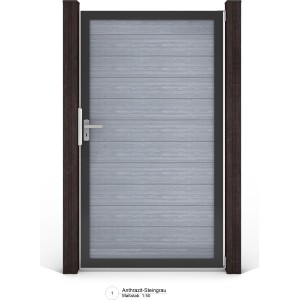 GroJa Solid Steckzaun Tor, Universal-DIN, Steingrau, 100x180 cm, für Sichtschutzzaun.