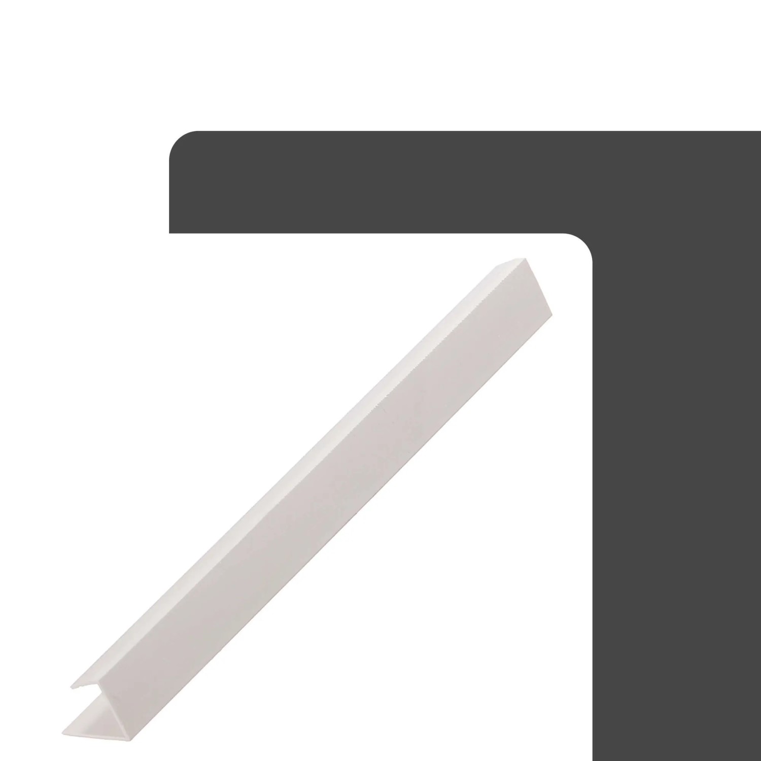 Weißes Protektor Einfassprofil aus PVC für 12,5mm Gipskartonplatten.