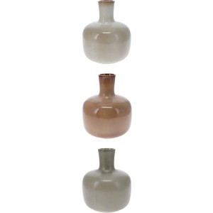 Keramik Vasen in Flaschenform, verschiedene Farben: Beige, Taupe und Grau. Dekorative Blumenvase.