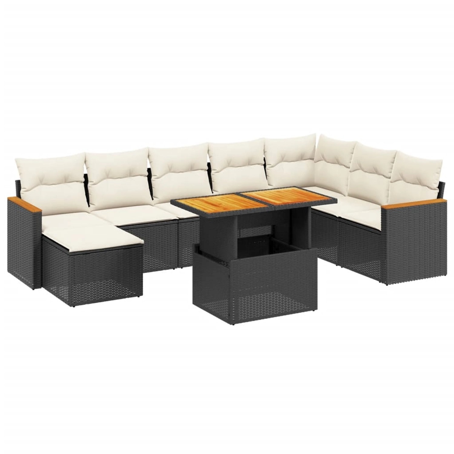 vidaXL 9-Tlg Garten-Sofagarnitur mit Kissen Schwarz Poly Rattan 3273212 günstig online kaufen