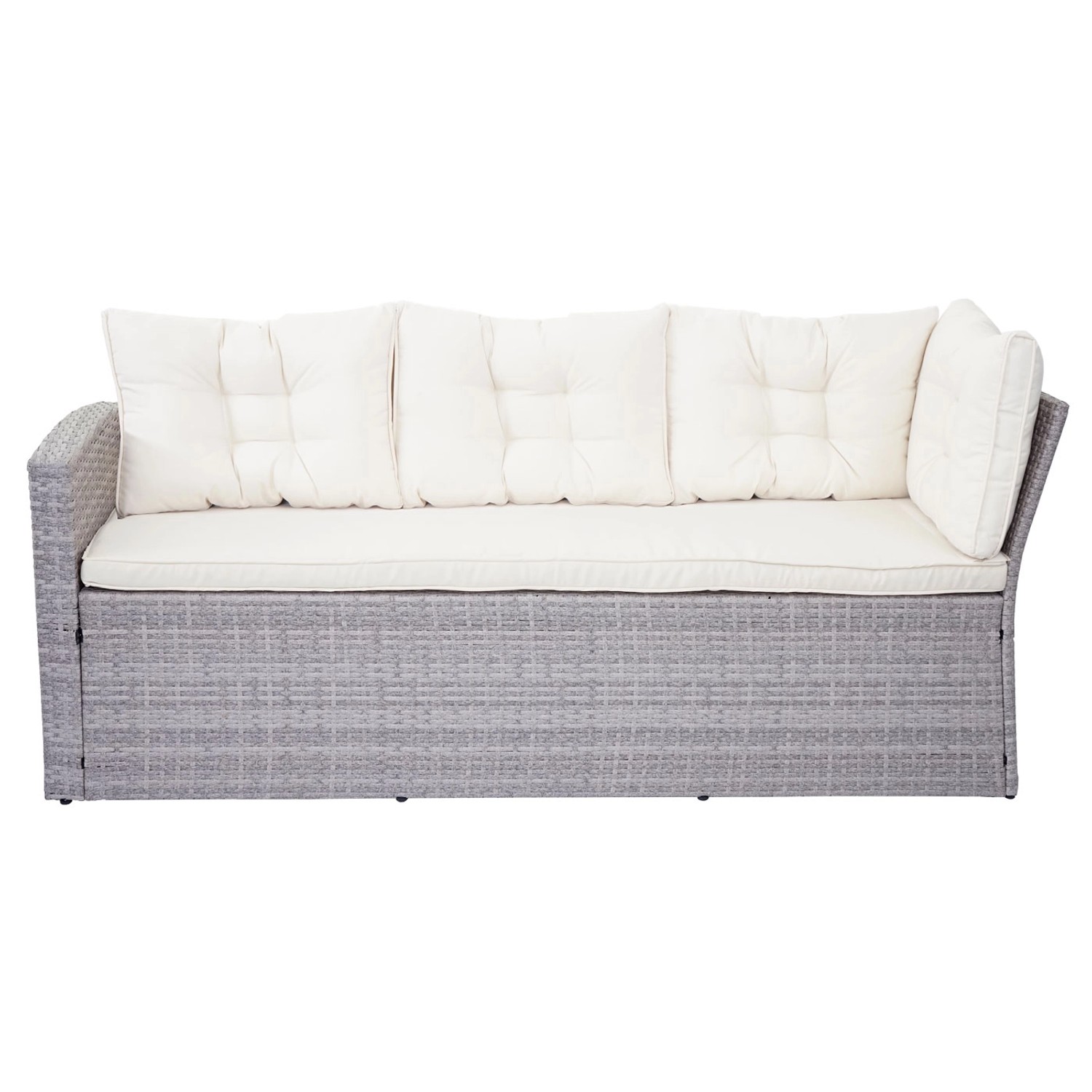 MCW Poly-Rattan-Garnitur A29 Hellgrau Kissen Creme mit Bank_8
