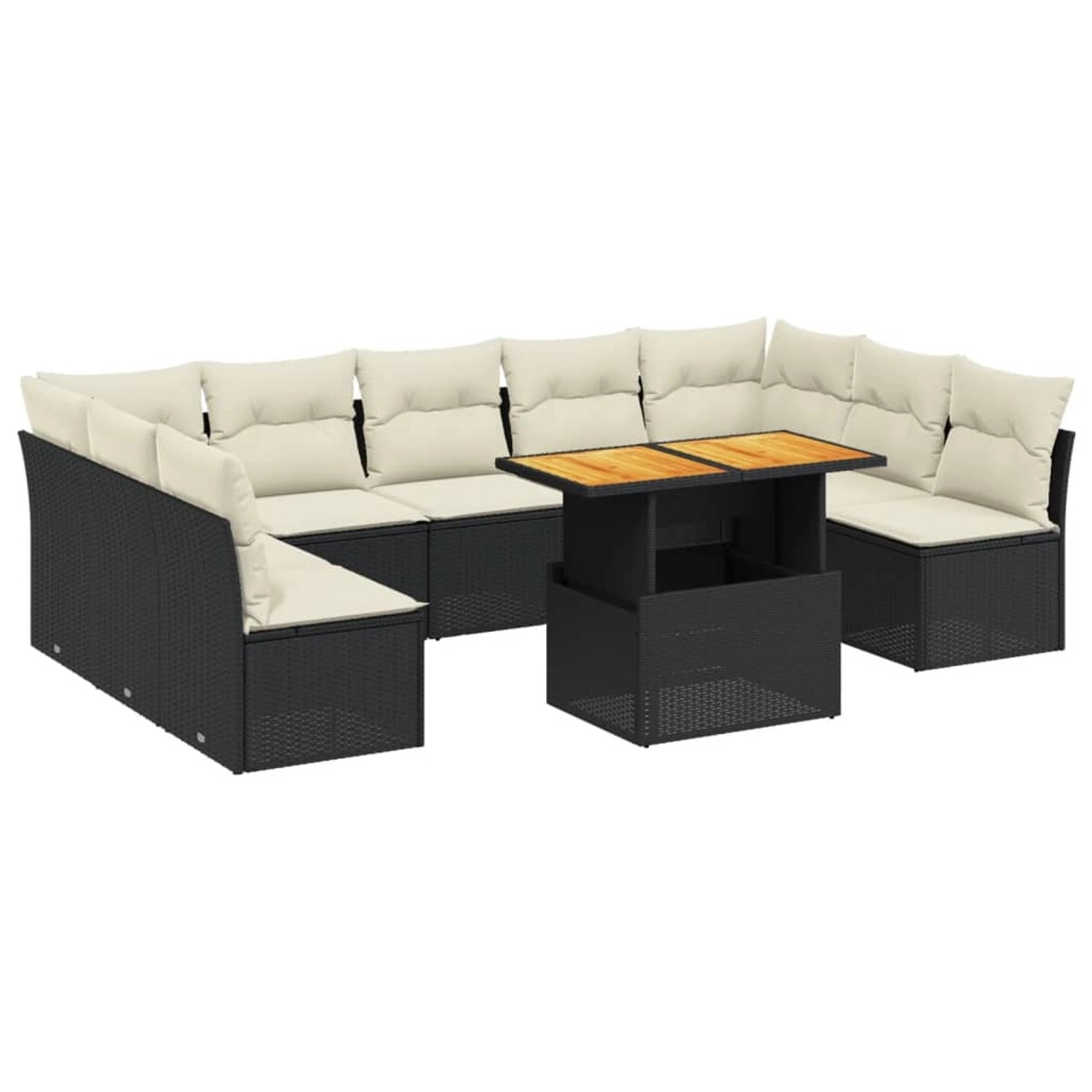 vidaXL 10-Tlg Garten-Sofagarnitur mit Kissen Schwarz Poly Rattan 3271455 günstig online kaufen