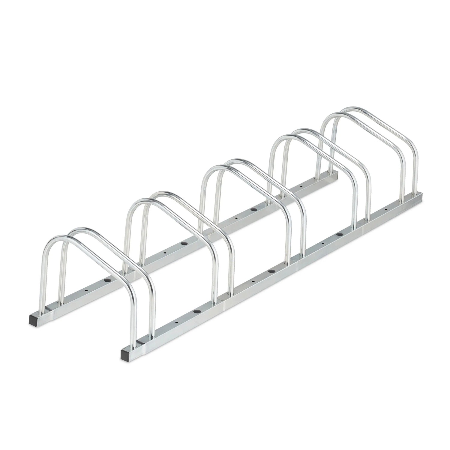 Relaxdays Fahrradständer Stahl Silber für 5 Fahrräder 26 cm x 136 cm x 33,5 cm 5,9 kg