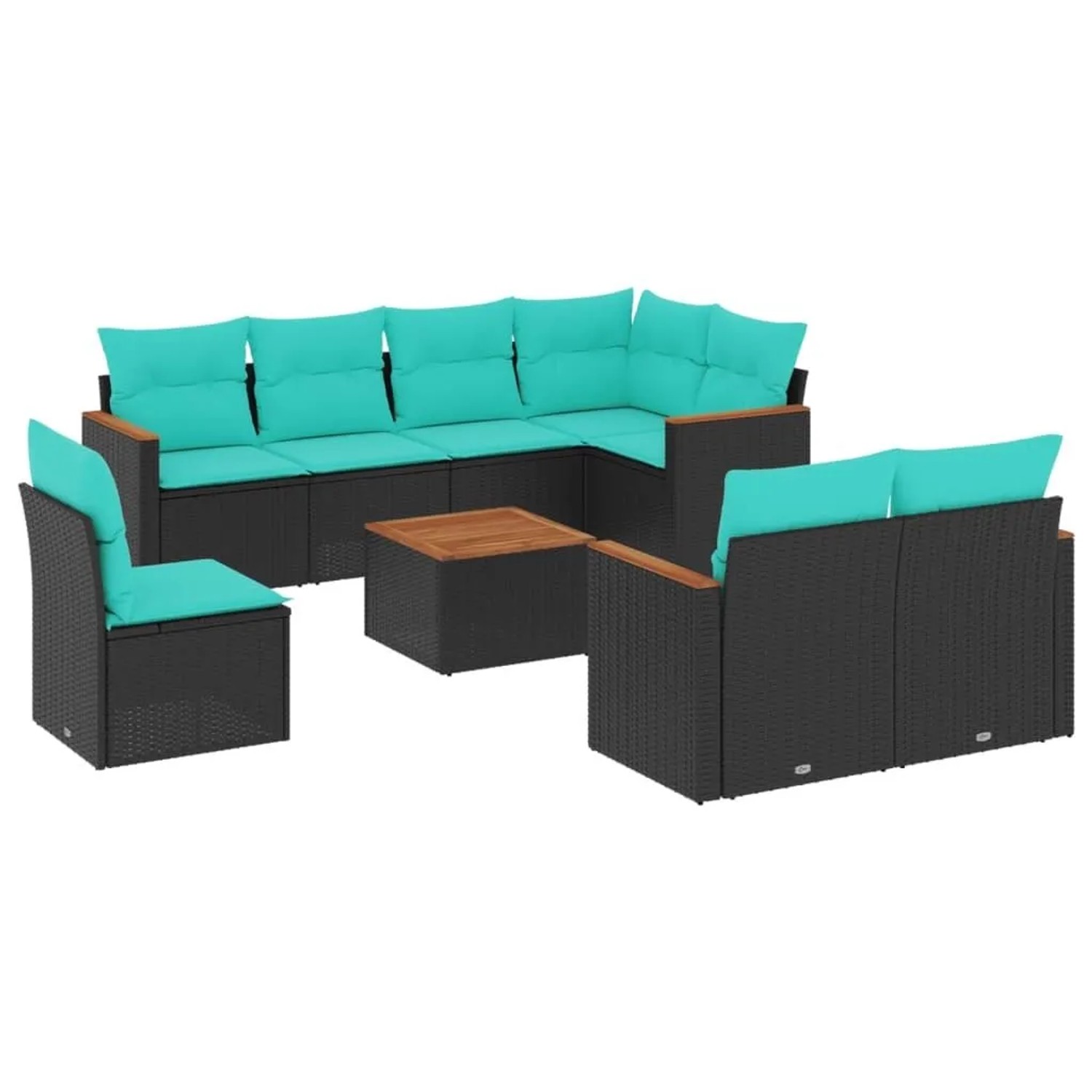 vidaXL 9-Tlg Gartensofa-Set mit Kissen Schwarz Polyrattan 3226169 günstig online kaufen