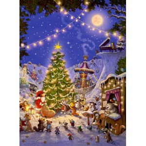 Sound-Adventskalender "Fröhliche Weihnacht überall" mit Weihnachtsmotiven und Tieren.