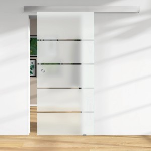 Glasschiebetür mit satiniertem Siebdruck Dekor 36/15, ESG Floatglas, 2060x940x8 mm.