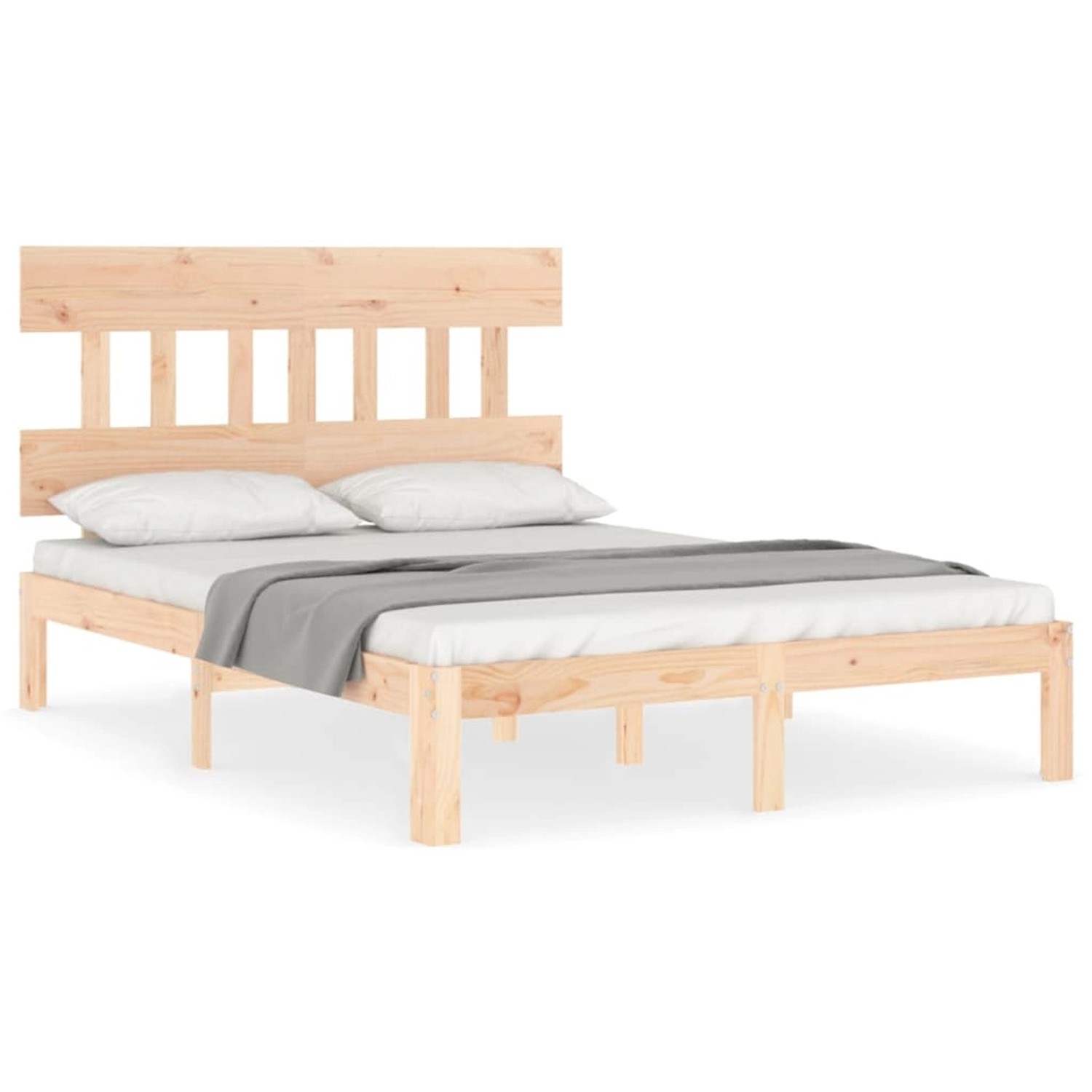 vidaXL Bettgestell Massivholzbett mit Kopfteil 140x190 cm Bett Bettgestell günstig online kaufen