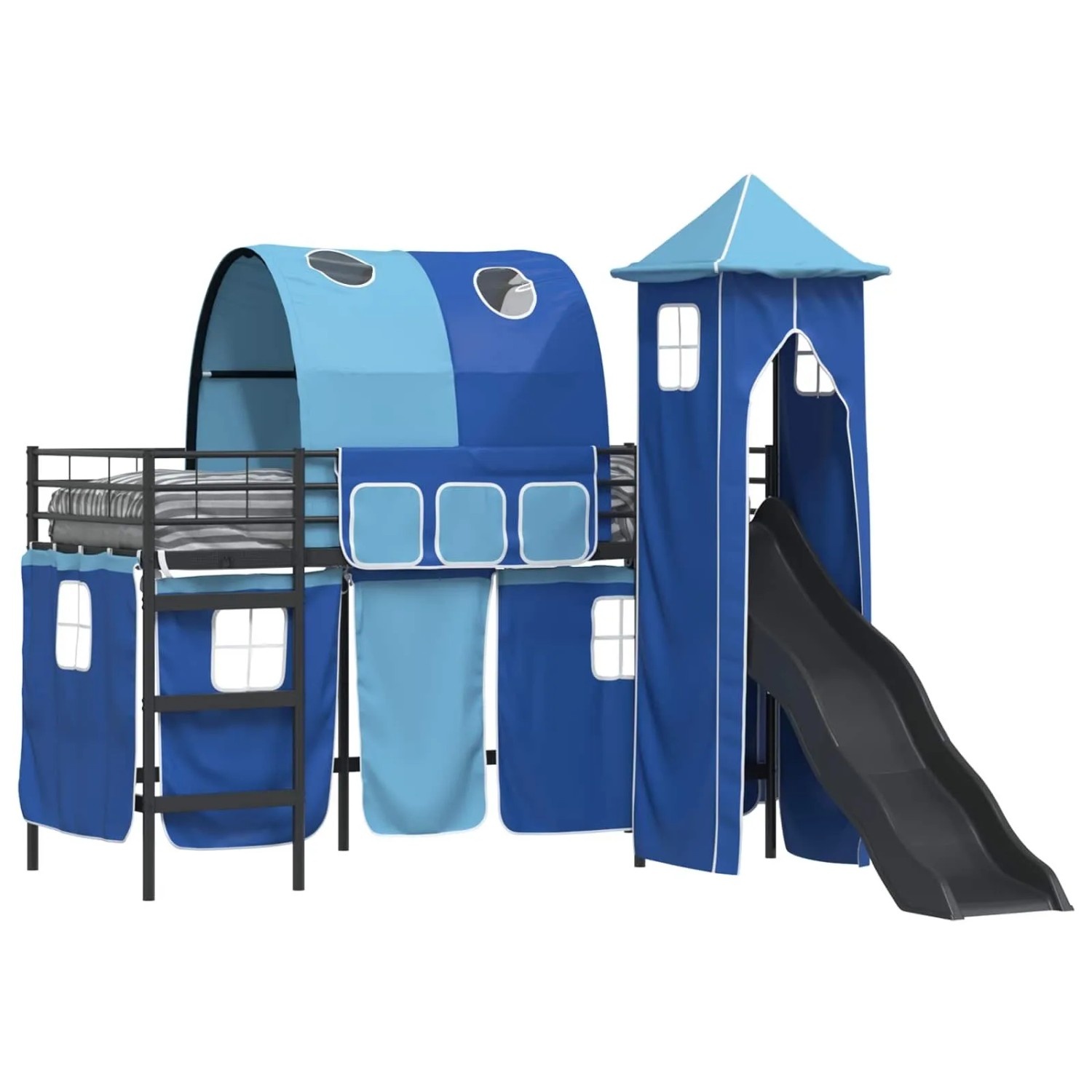 vidaXL Kinderloftbett Schwarz und Blau 74,5 x 190 cm Metall 42020878