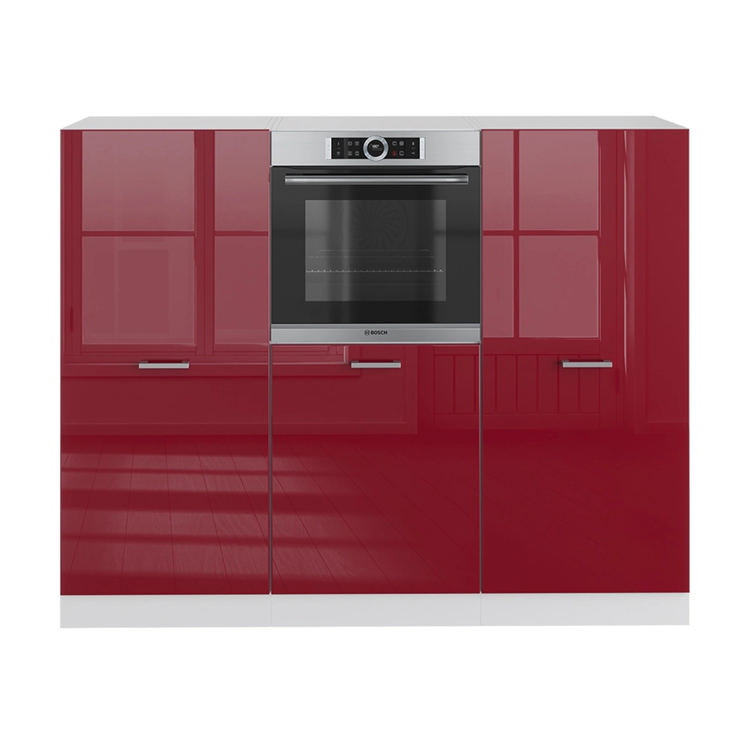 Vicco R-Line Küchenblock Bordeaux Hochglanz/Weiß 180 cm ohne Arbeitsplatte günstig online kaufen