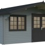 Palmako Gartenhaus Britta, 426x426 cm, hellgrau-anthrazit, mit Doppeltür und Fenster. Holz-Gartenhaus.