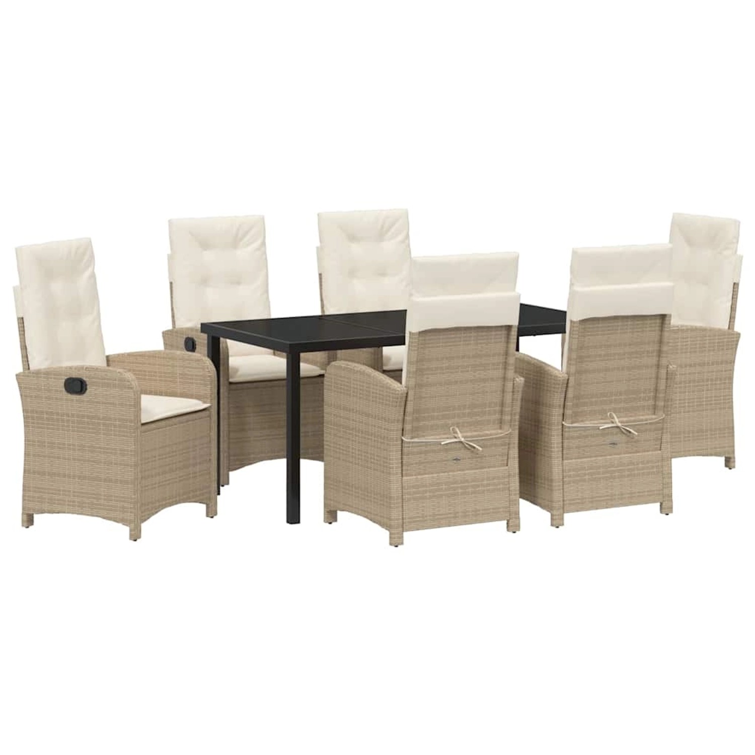 vidaXL Garten Essgruppe 7-Tlg Beige Poly Rattan 3380285 günstig online kaufen