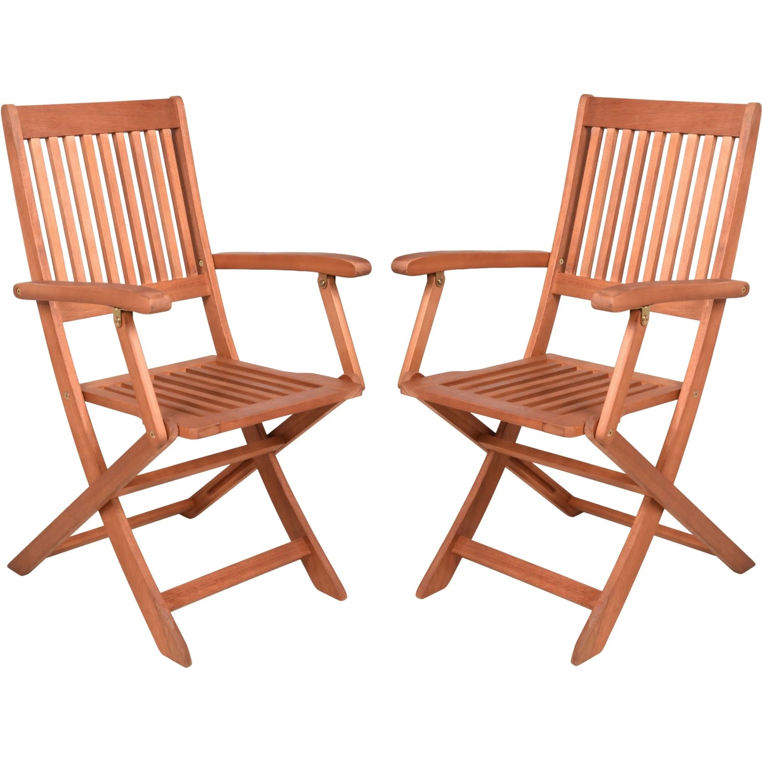 Garden Pleasure Klappstuhl SEATTLE Eukalyptus mit Armlehnen Braun 2er Set