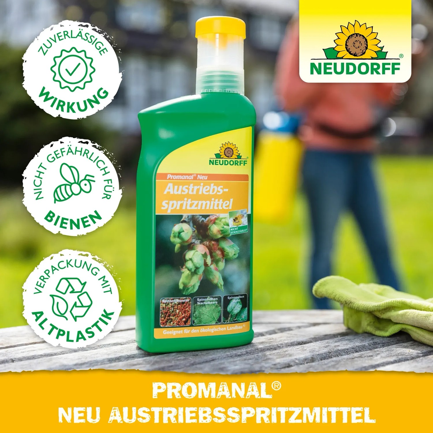 Neudorff Promanal Neu Austriebsspritzmittel, 500 ml Flasche zur Spinnmilbenbekämpfung.