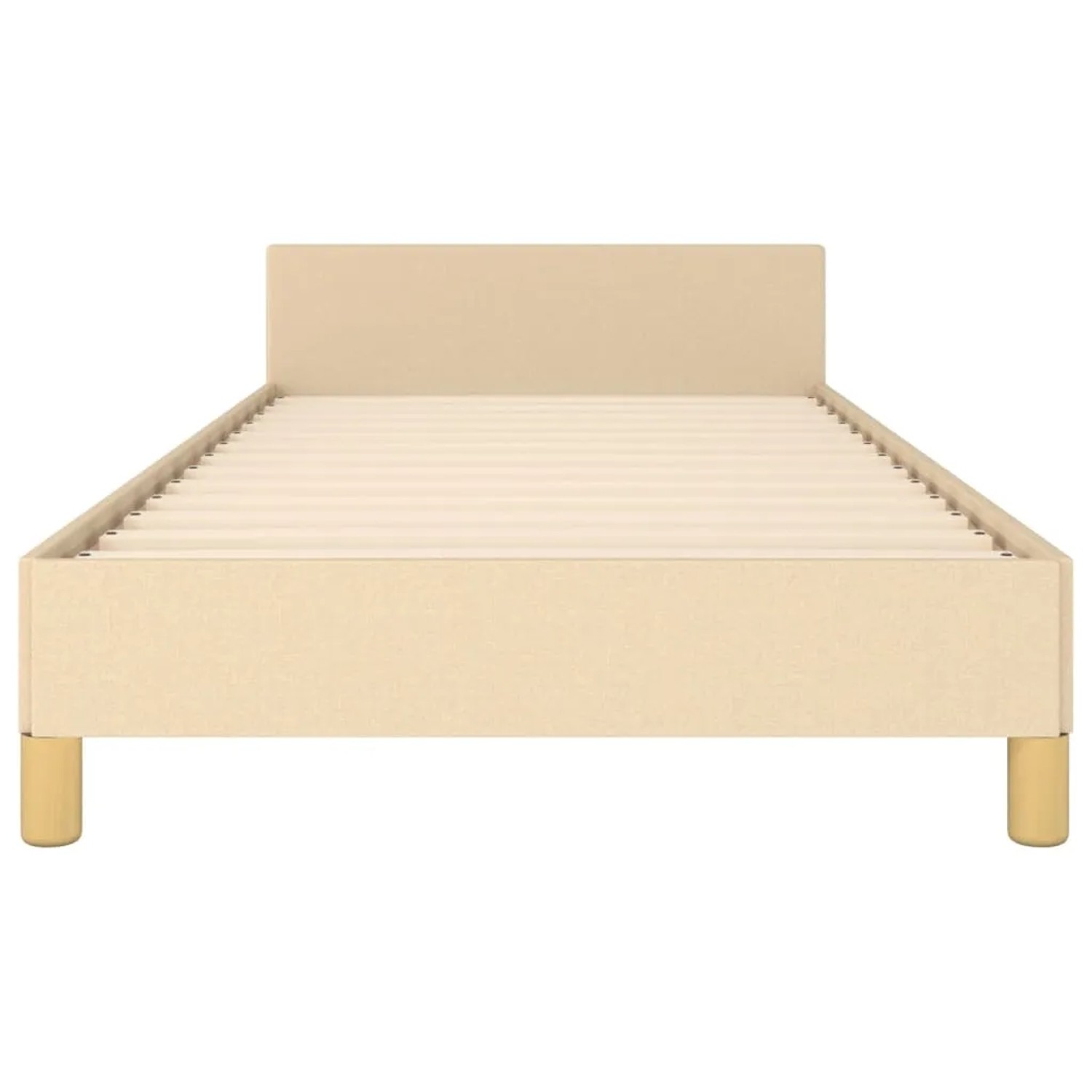Cremefarbenes Stoff-Bettgestell (80x200 cm) mit Kopfteil. Modernes Design für Schlafzimmer.